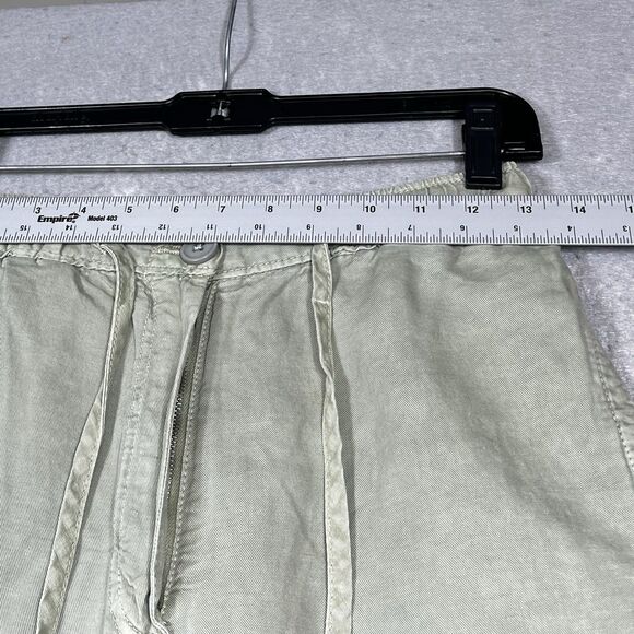 Zara Pants Womens Small Green Linen Blend Elastic Waist Drawstring Relaxed Fit - Picture 5 of 11